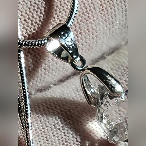 5ct Natural Raw Herkimer Diamond Pendant .925 Bezel & .925 (22") Necklace 1mm - Picture 8 of 11